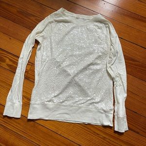 J. Crew Factory Cream Sequin Long Sleeve Top